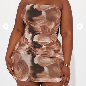 Fashion Nova Strapless Swirl Dress